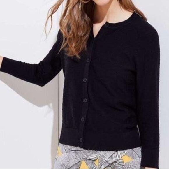 Loft Signature Cardigan Wool Blend Soft Button Front Sweater Size S Lightweight - Picture 2 of 9